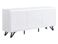 Aparador de 3 puertas con LEDs de MDF - Blanco lacado - SALIANO