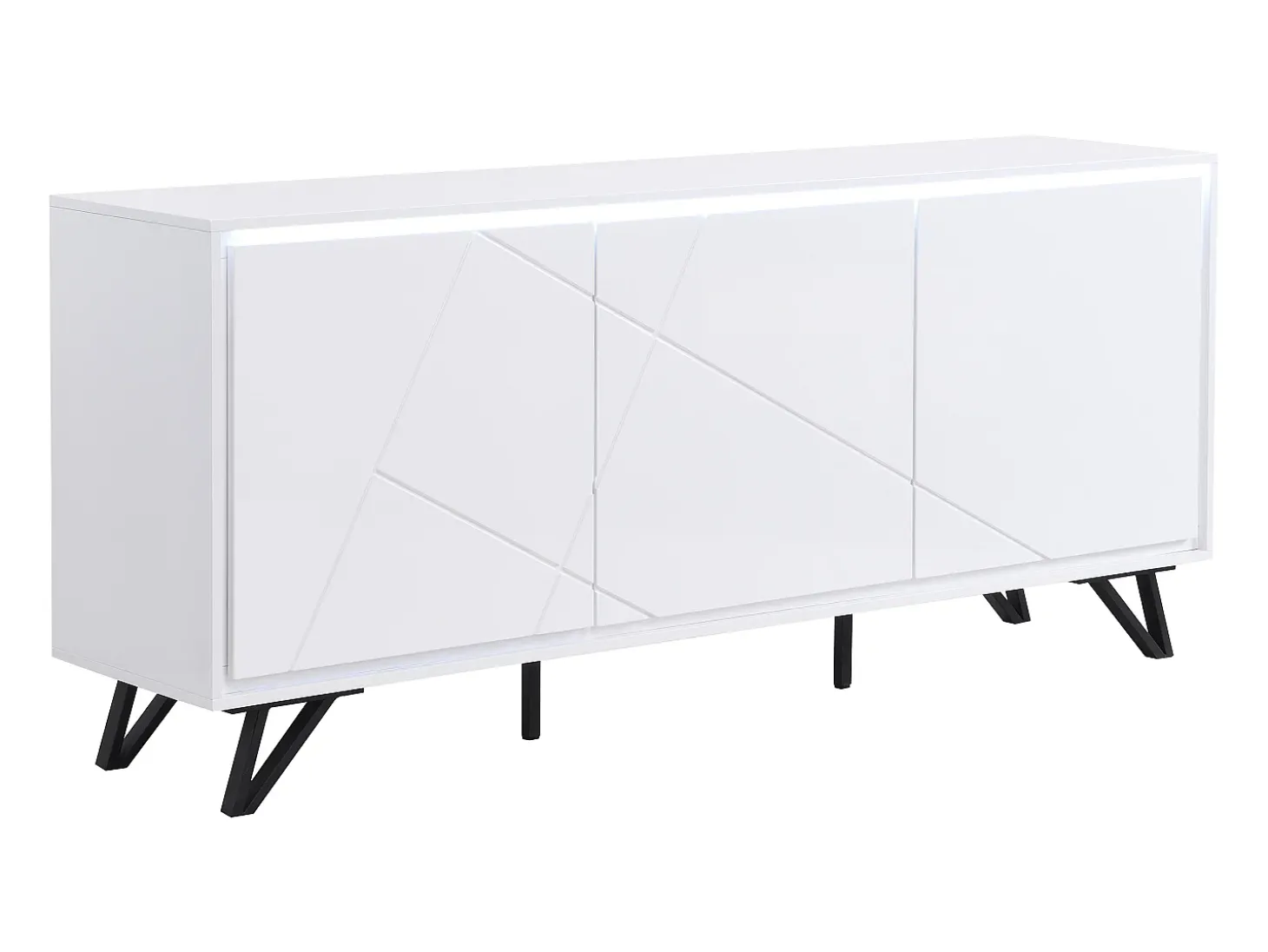 Aparador de 3 puertas con LEDs de MDF - Blanco lacado - SALIANO