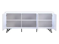 Aparador de 3 puertas con LEDs de MDF - Blanco lacado - SALIANO