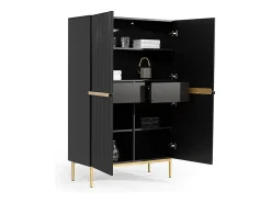 Aparador de 2 puertas con pie de metal negro dorado 100x160 cm