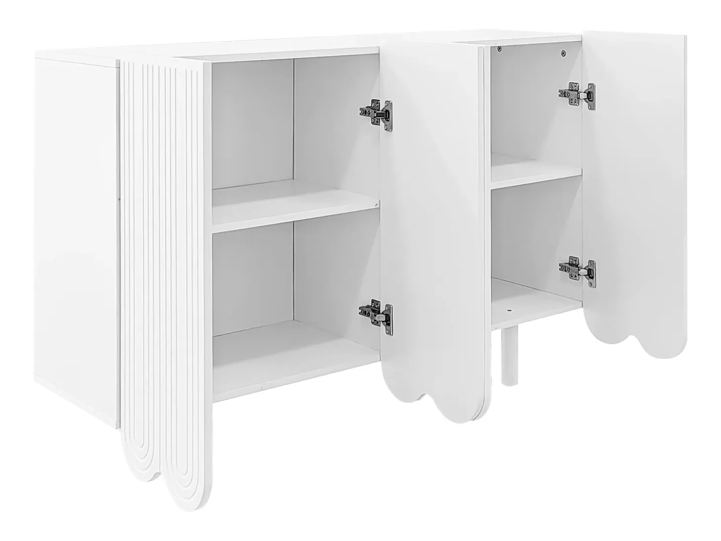Aparador de 4 puertas con puertas en forma de lágrima - Blanco