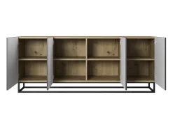 Aparador de 4 puertas de madera laminada con pie de metal 200x43 cm