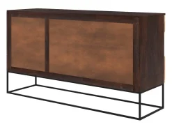 Aparador de 3 puertas de madera de acacia y metal negro - Alabama