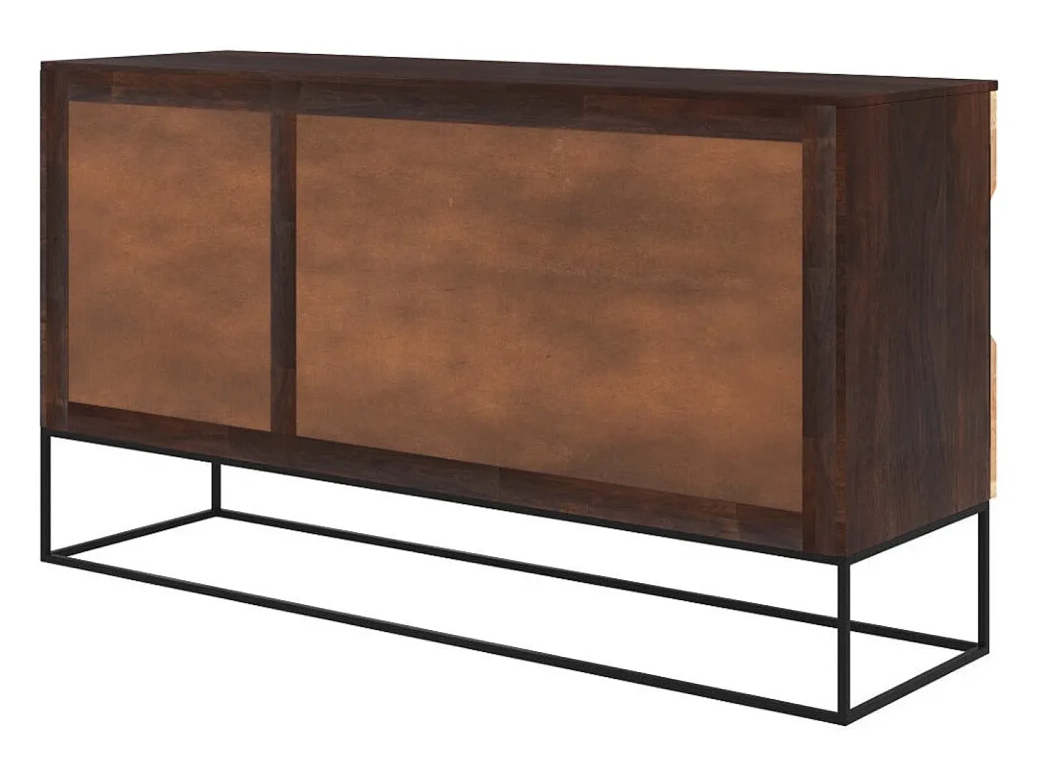 Aparador de 3 puertas de madera de acacia y metal negro - Alabama