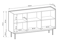 Aparador de 3 puertas de madera laminada 144x83 cm