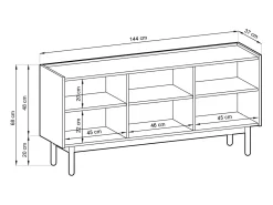 Aparador de 3 puertas de madera laminada 144x68 cm