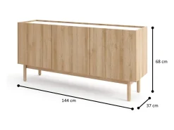 Aparador de 3 puertas de madera laminada 144x68 cm