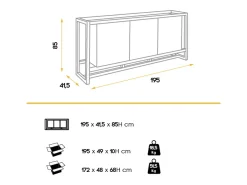 Aparador de 3 puertas de madera lacada en blanco y haya natural Valeto 195 cm