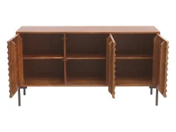 Aparador de 3 puertas de madera oscura maciza de mango y metal negro 140 cm ONDA