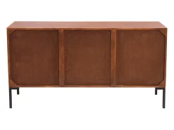 Aparador de 3 puertas de madera oscura maciza de mango y metal negro 140 cm ONDA