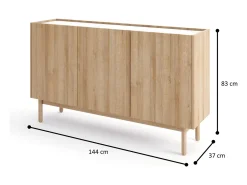 Aparador de 3 puertas de madera laminada 144x83 cm