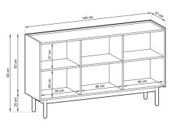 Aparador de 3 puertas de madera laminada 144x83 cm