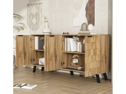 Aparador de 4 puertas, diseño moderno, MDF, madera, (160,5 x 35,5 x 78 cm)