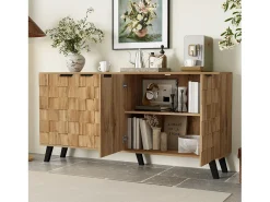 Aparador de 4 puertas, diseño moderno, MDF, madera, (160,5 x 35,5 x 78 cm)