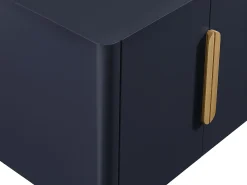 Aparador de 4 puertas en MDF y madera de caucho - Azul y Natural Claro - DUNELON