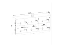 Aparador de 3 puertas en madera laminada beige 154x72 cm