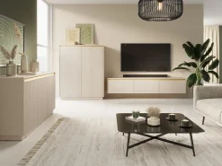 Aparador de 3 puertas en madera laminada beige 154x72 cm