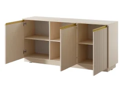 Aparador de 3 puertas en madera laminada beige 154x72 cm