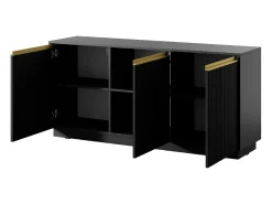 Aparador de 3 puertas en madera laminada negra 154x72 cm