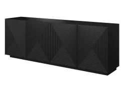 Aparador de 4 puertas en madera laminada negra 200x43 cm
