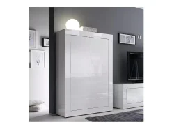 Aparador de 4 puertas ISORA – Blanco lacado brillante – Diseño moderno y funcional