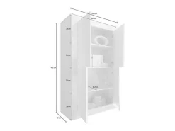 Aparador de 4 puertas ISORA – Blanco lacado brillante – Diseño moderno y funcional