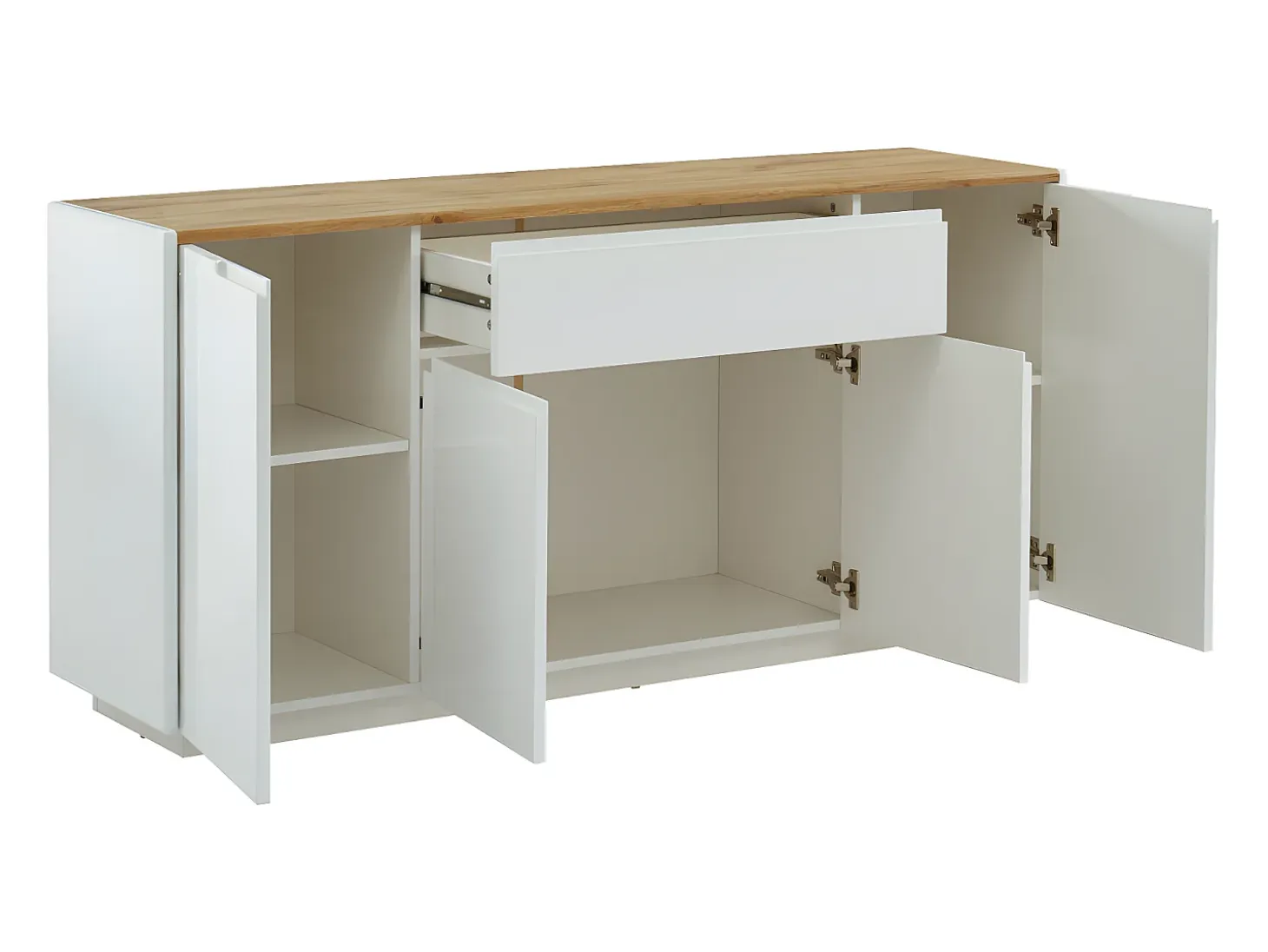 Aparador de 4 puertas y 1 cajón. MDF lacado en blanco. AMANI