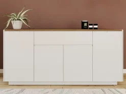 Aparador de 4 puertas y 1 cajón. MDF lacado en blanco. AMANI