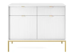 Aparador de 2 puertas y 2 cajones con patas de metal dorado, 104x83 cm