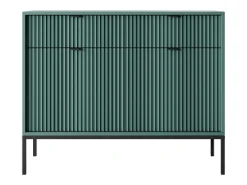 Aparador de 2 puertas y 2 cajones con patas de metal negro, 104x83 cm