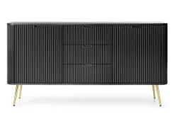 Aparador de 2 puertas y 3 cajones con patas de metal dorado, 168x87 cm