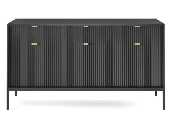 Aparador de 3 puertas y 3 cajones con patas de metal negro, 154x83 cm