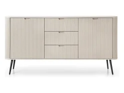 Aparador de 2 puertas y 3 cajones con patas de metal negro, 168x87 cm