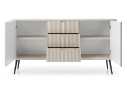 Aparador de 2 puertas y 3 cajones con patas de metal negro, 168x87 cm
