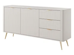 Aparador de 2 puertas y 3 cajones en MDF - Beige y dorado - ELONARIA de Pascal Morabito