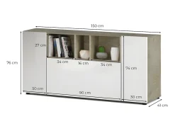 Aparador de 3 puertas y 3 nichos - L150 cm - Tamiko