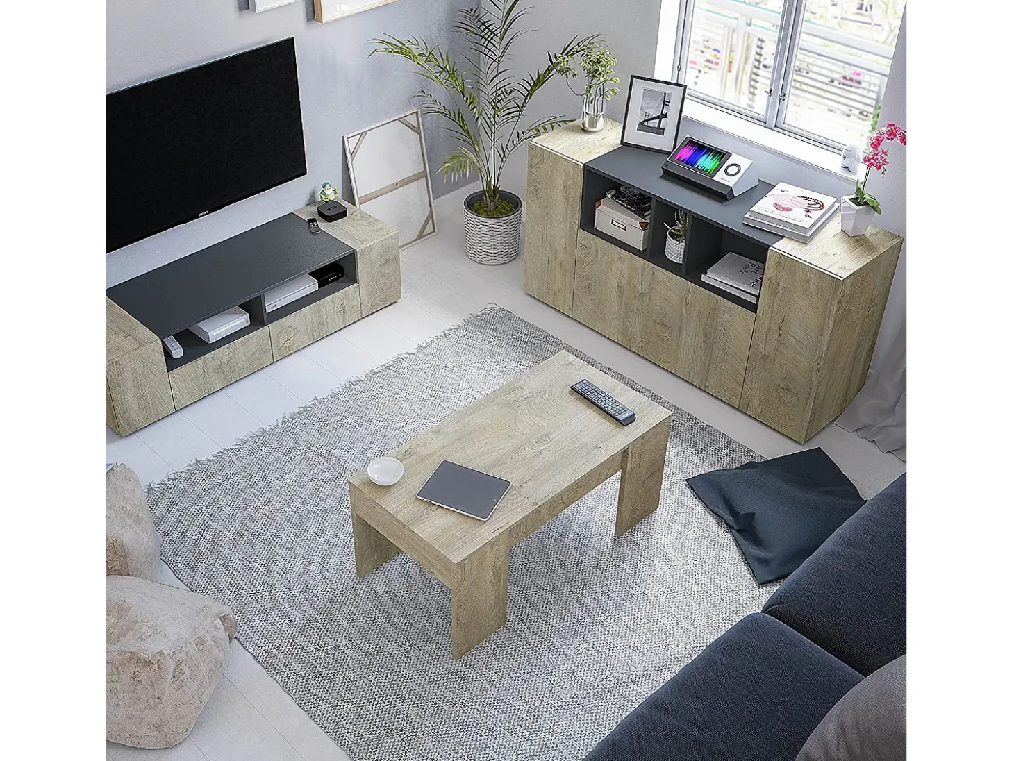 Aparador de 3 puertas y 3 nichos - L150 cm - Tamiko