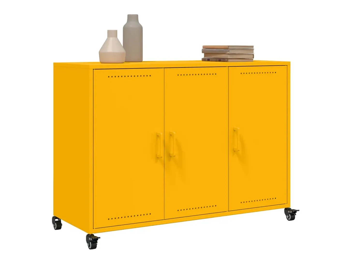 Aparador de acero amarillo mostaza 100,5x39x72 cm