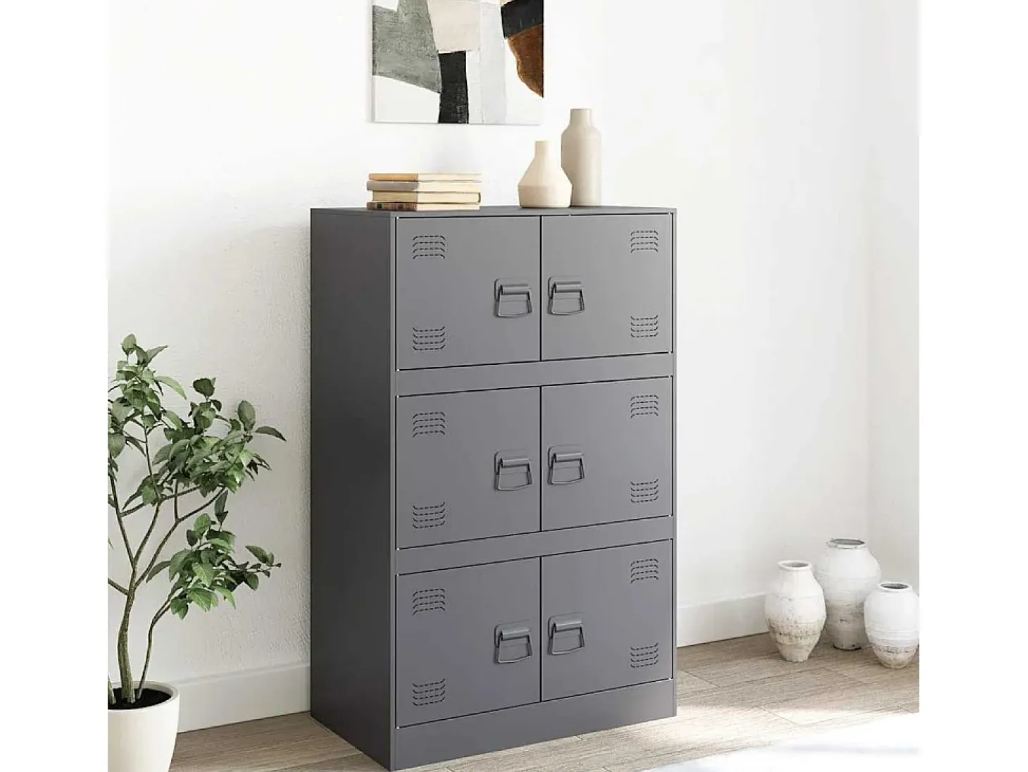 Aparador de acero antracita 67x39x107 cm