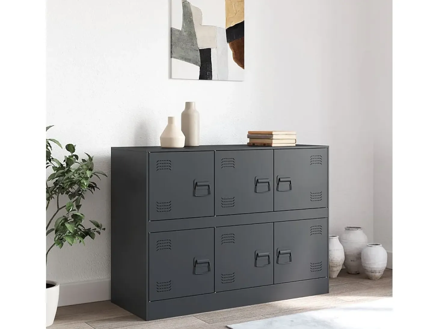 Aparador de acero antracita 99x39x73 cm ES577653