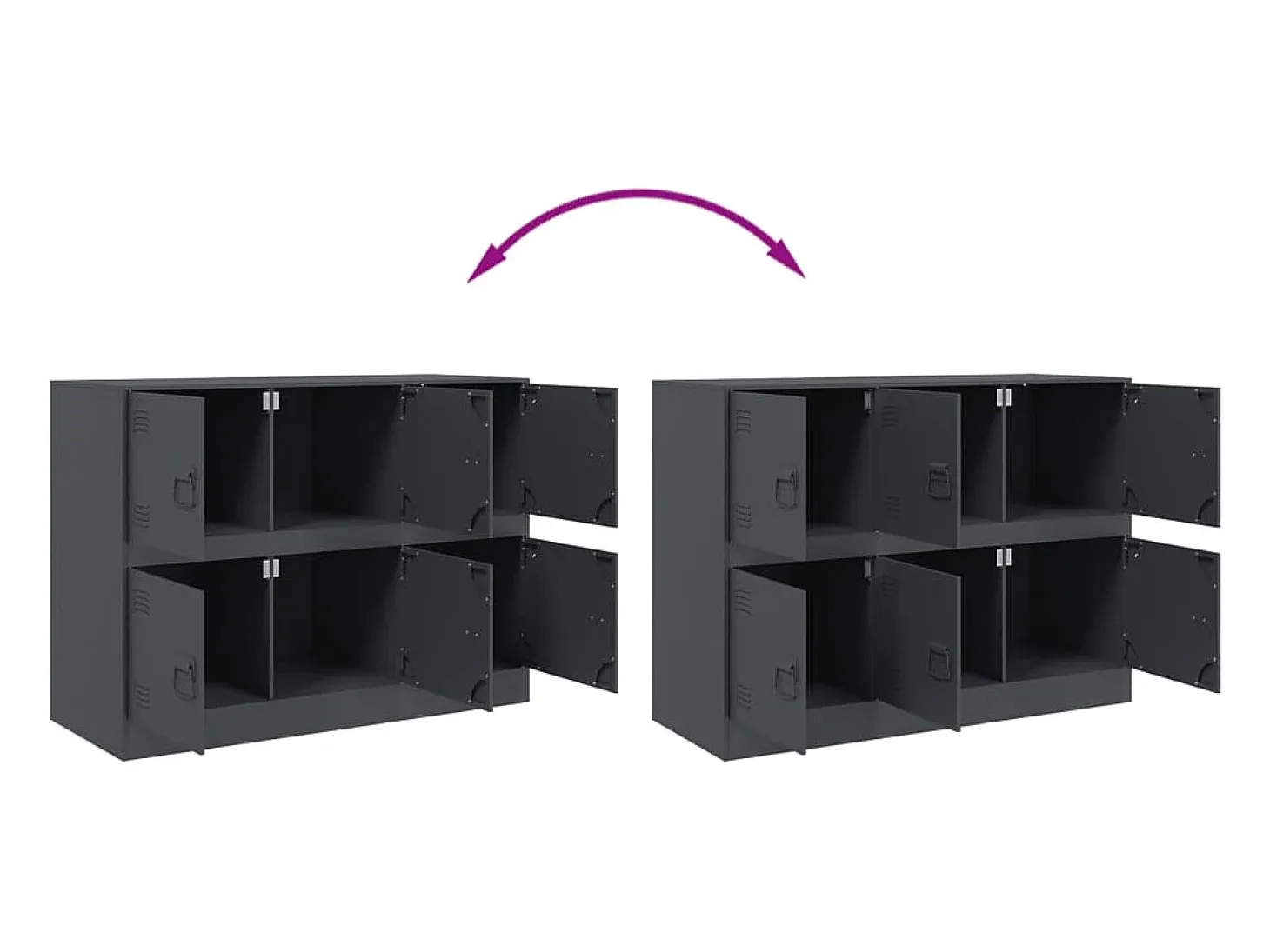 Aparador de acero antracita 99x39x73 cm