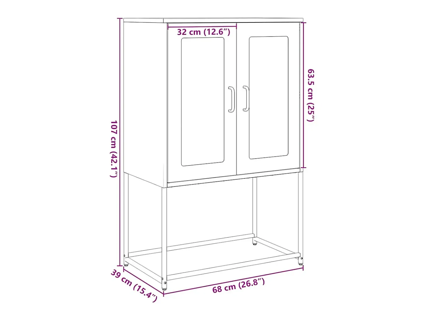 Aparador de acero blanco 68x39x107 cm