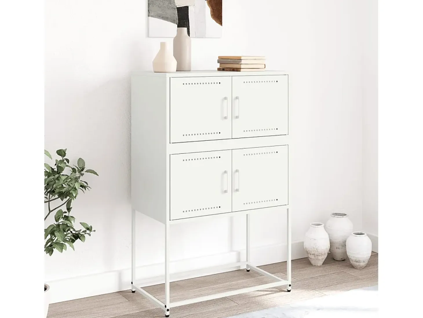 Aparador de acero blanco 68,5x38,5x107 cm