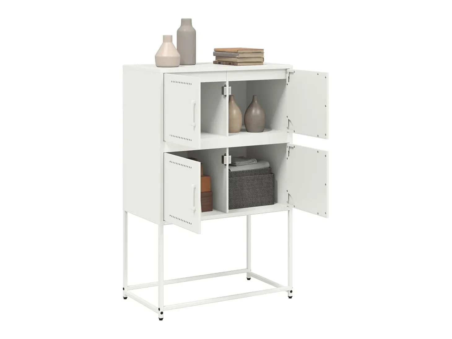 Aparador de acero blanco 68,5x38,5x107 cm
