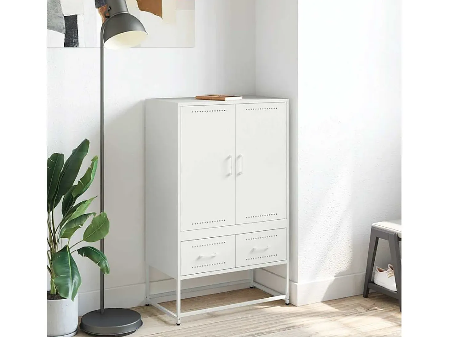 Aparador de acero blanco 68x39x111,5 cm