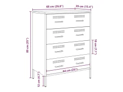Aparador de acero blanco 68x39x89 cm