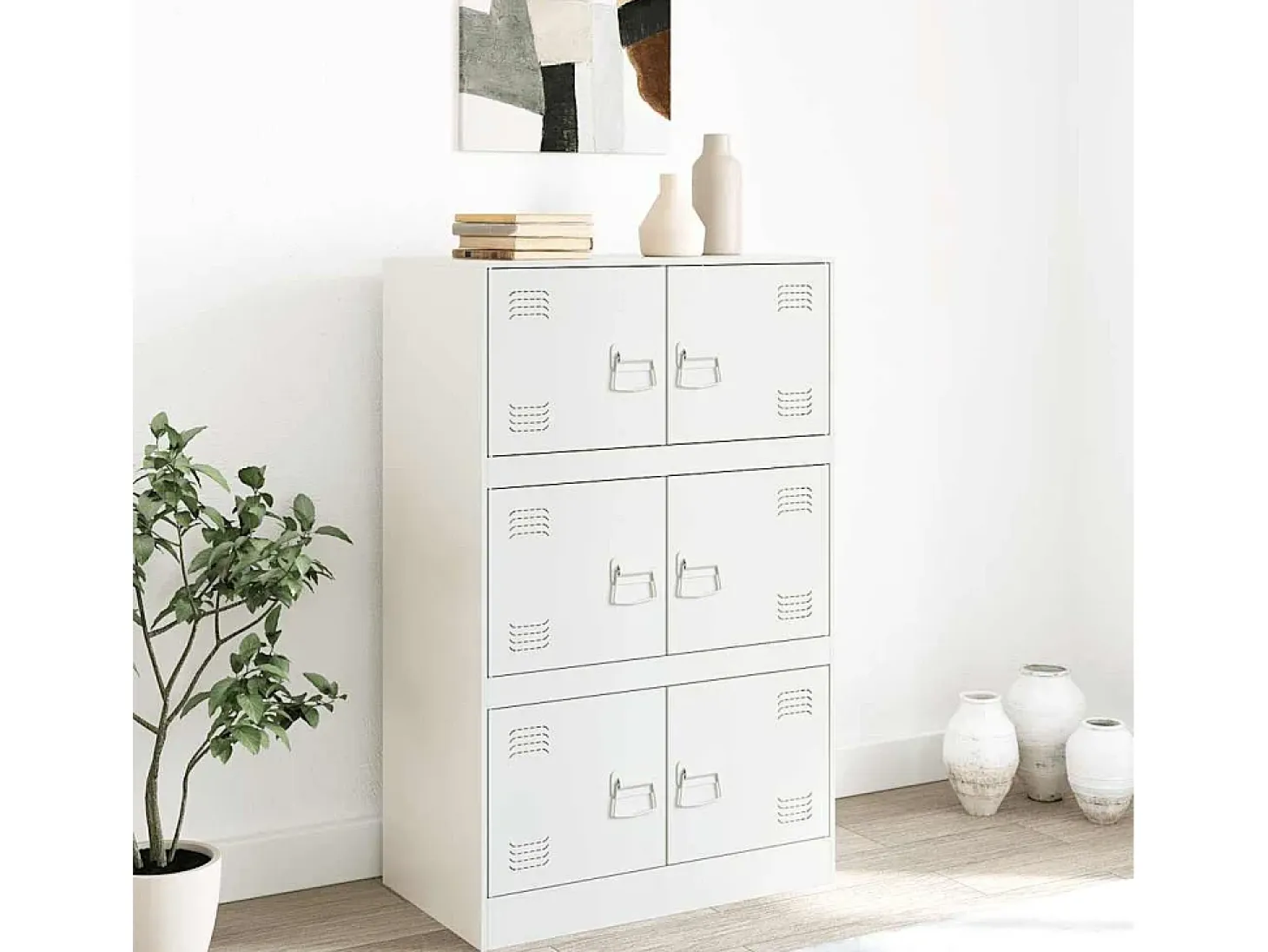 Aparador de acero blanco 67x39x107 cm