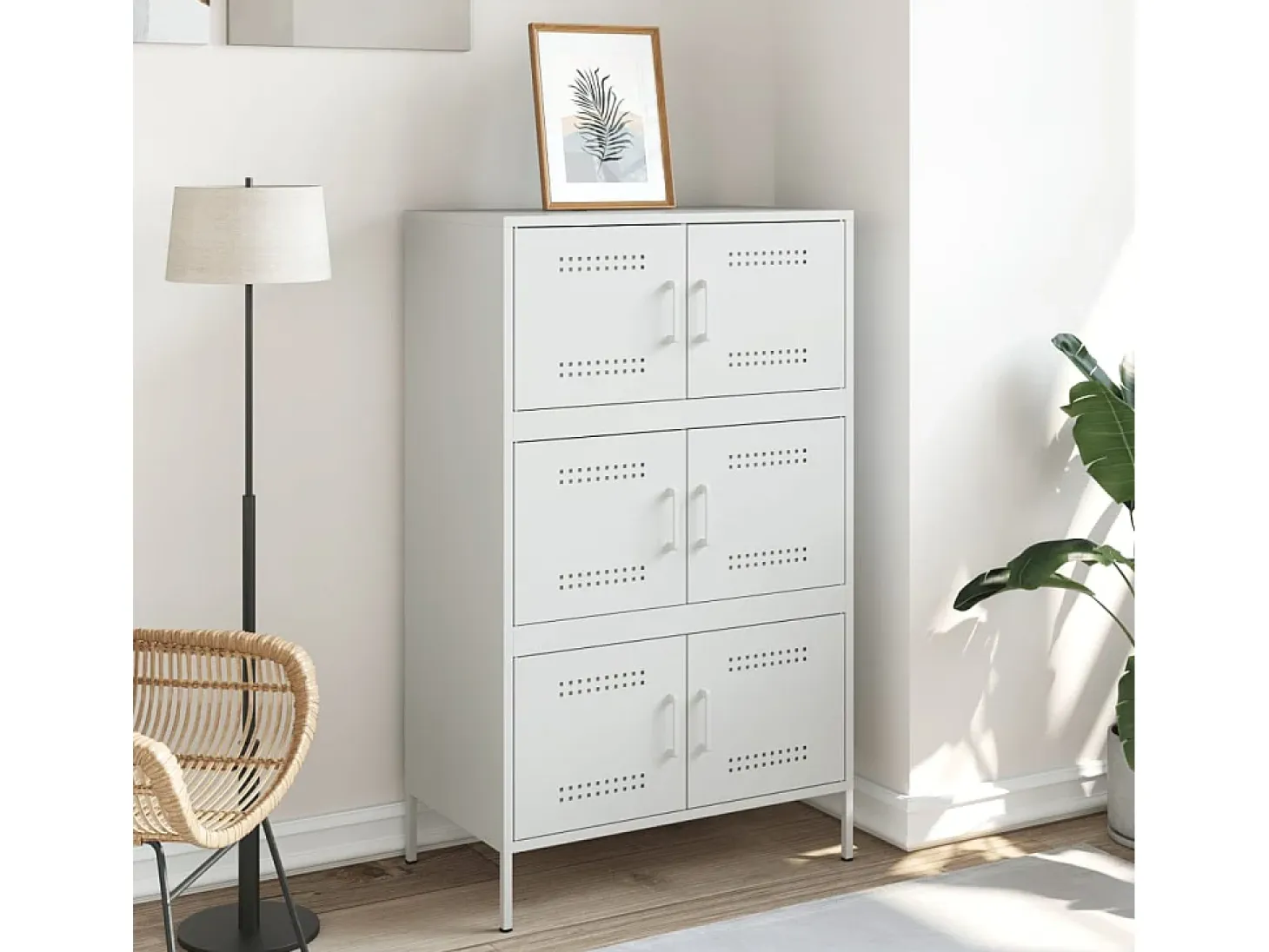 Aparador de acero blanco 68x39x113 cm