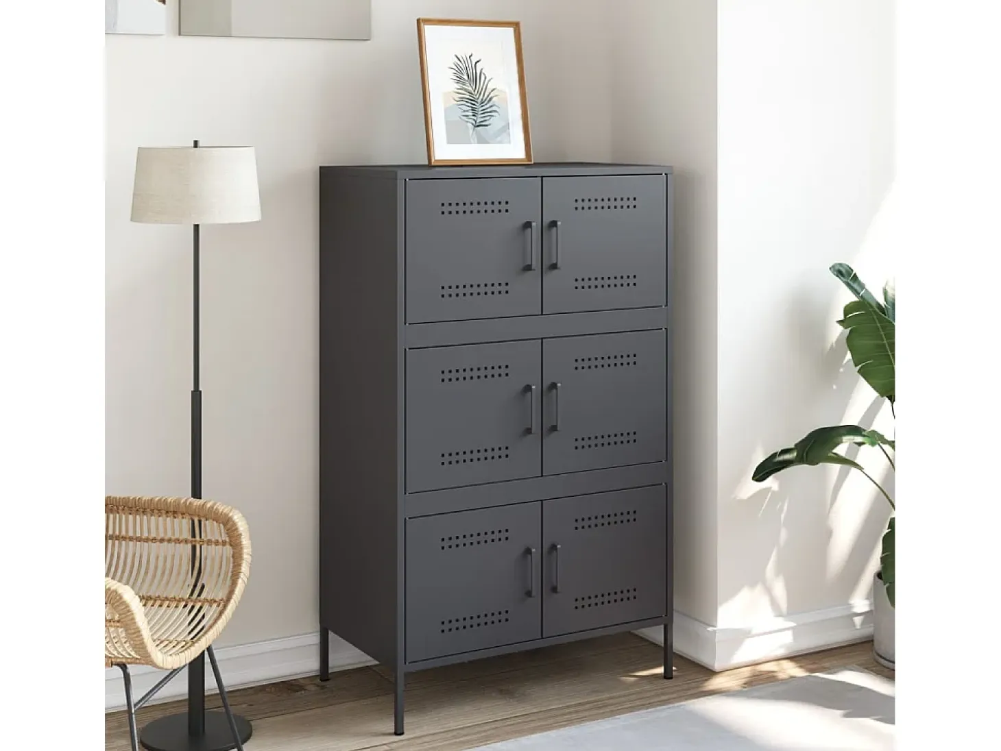 Aparador de acero gris antracita 68x39x113 cm