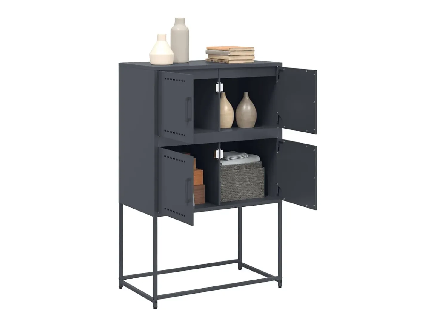 Aparador de acero gris antracita 68,5x38,5x107 cm